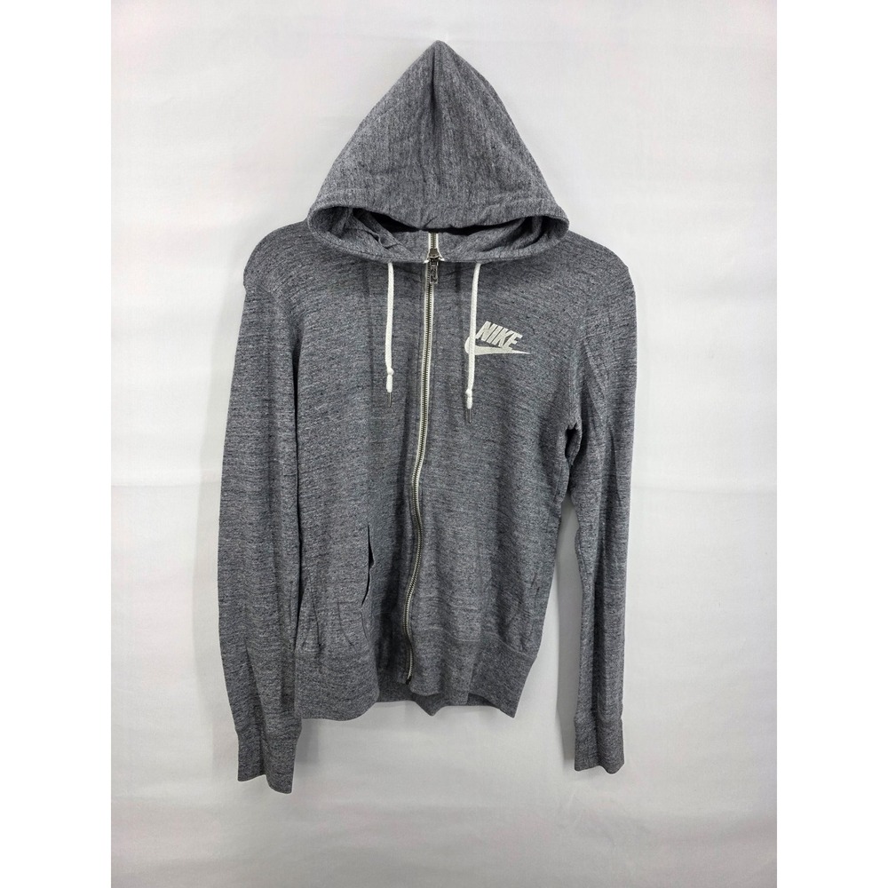 Nike Mens Sportswear Gym Vintage Full Zip Hoodie Heathered Grey Medium 2543-M